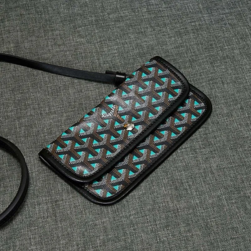 Goyard Black Teal Tote Bag with Pouch - Image 6