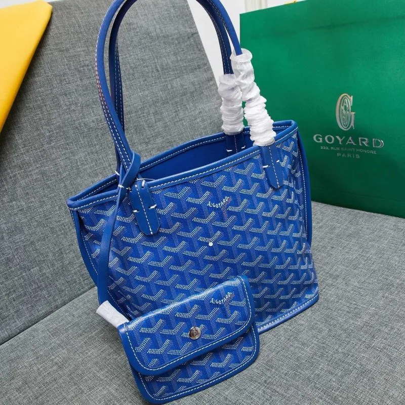 Goyard Blue Reversible Tote Bag with Pouch - Image 3