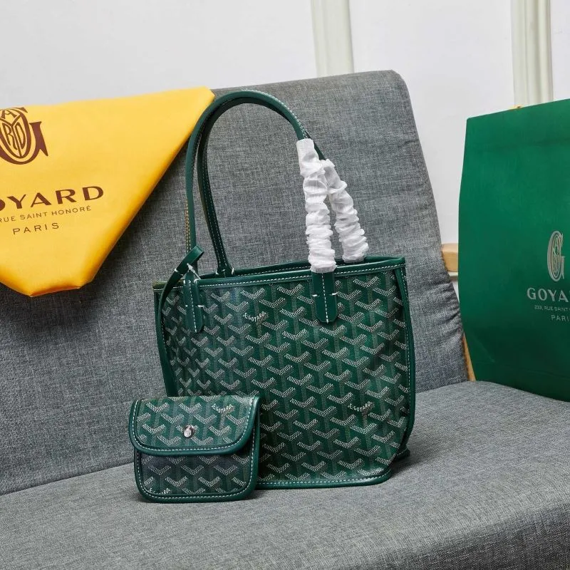 Goyard Green Tote Bag with Pouch 633 - Image 4