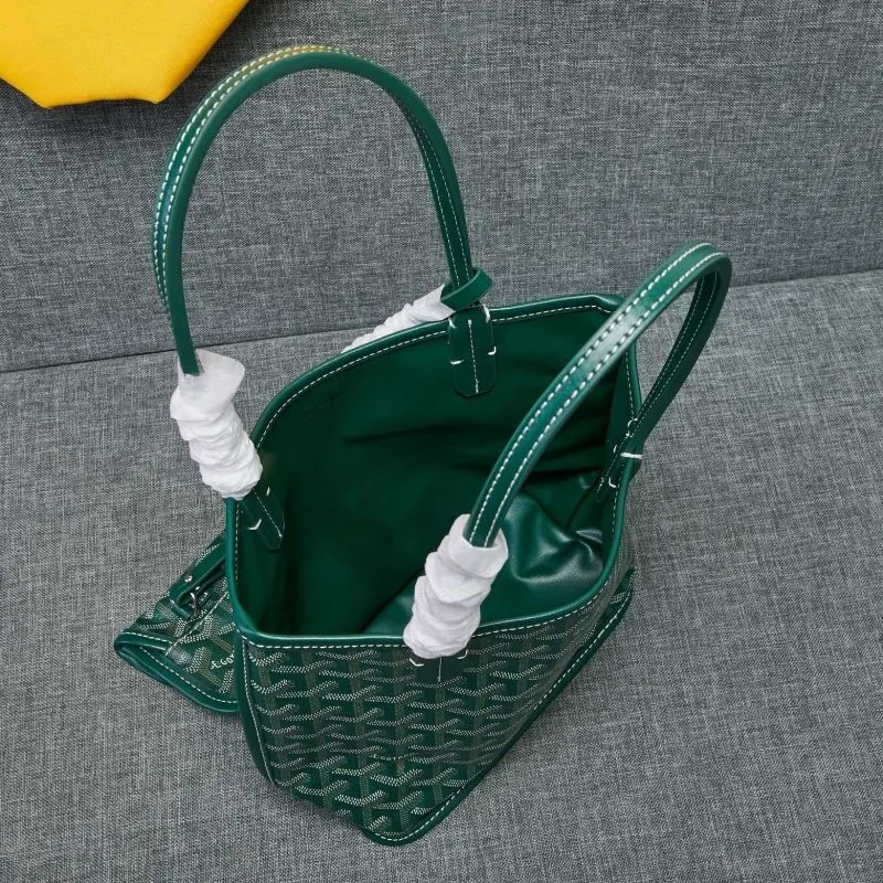 Goyard Green Tote Bag with Pouch 633 - Image 9
