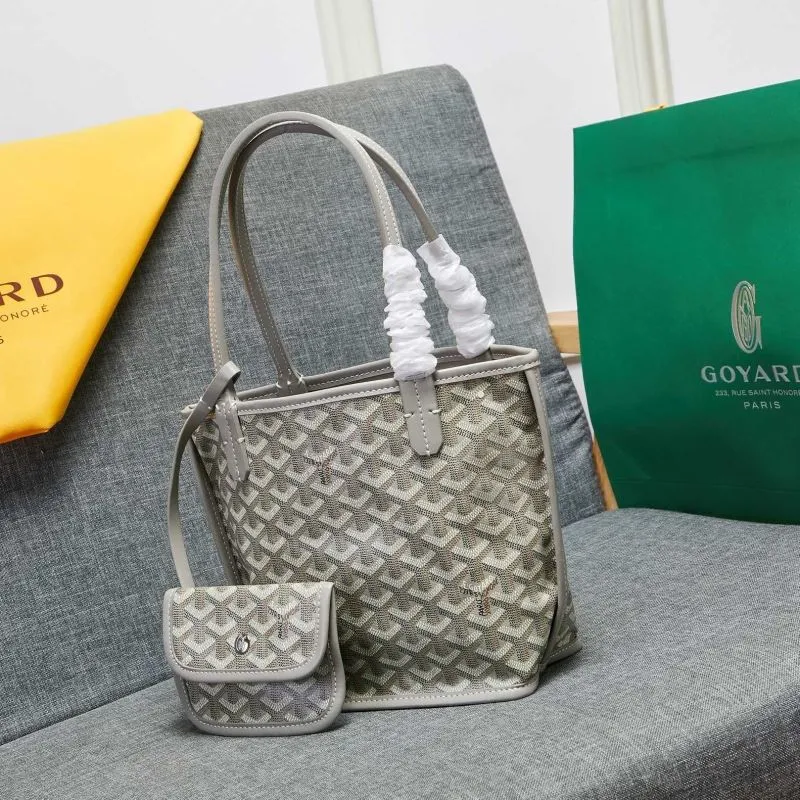 Goyard Gray Tote Bag with Pouch 637 - Image 4
