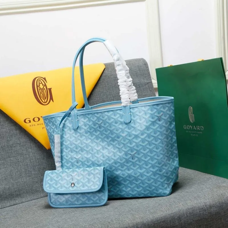 Goyard Light Blue Tote Bag with Pouch 652 - Image 3