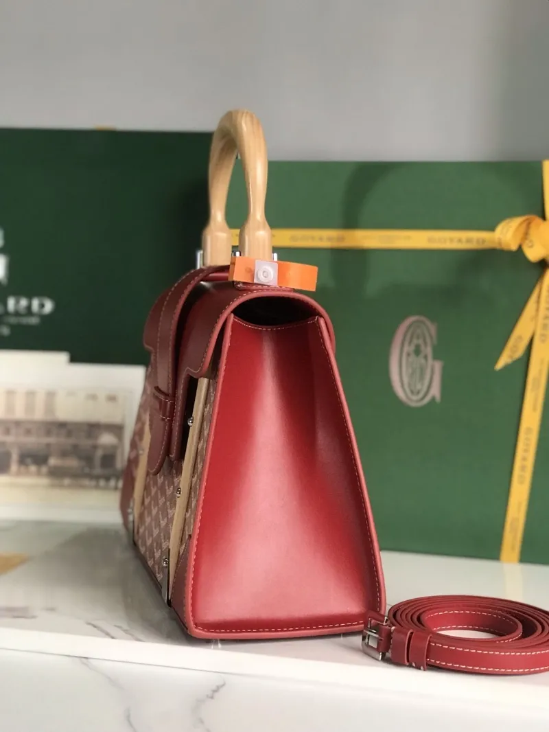 Goyard Red Top Handle Handbag with Strap - Image 3
