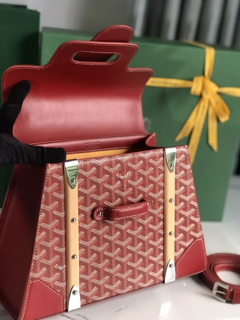 Goyard Red Top Handle Handbag with Strap - Image 7