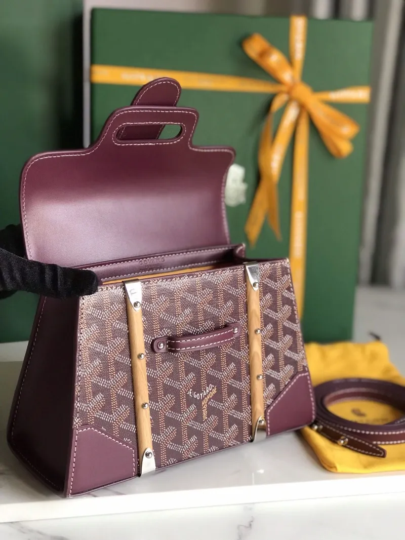 Goyard Burgundy Top Handle Bag with Strap - Image 5