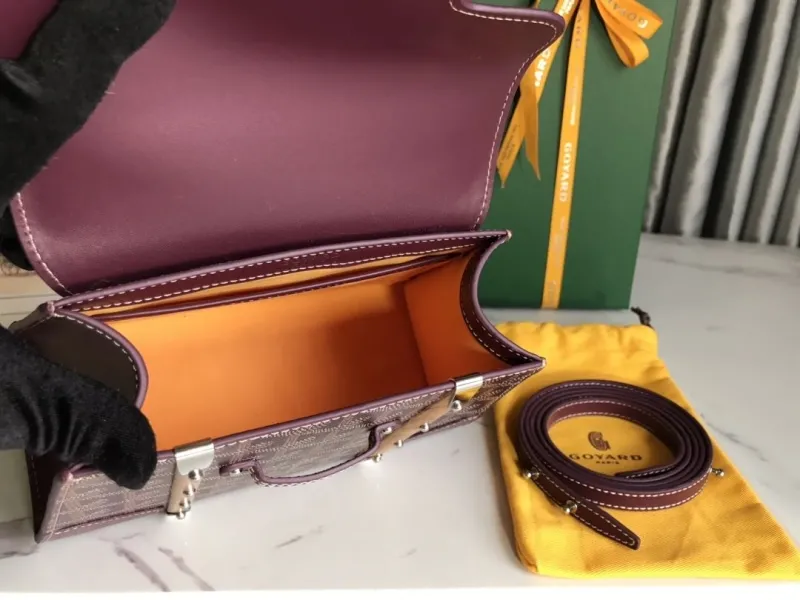 Goyard Burgundy Top Handle Bag with Strap - Image 8