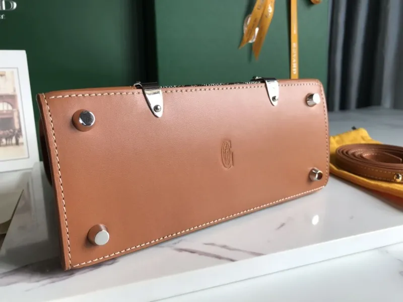 Goyard 22 Top Handle Handbag Brown Black - Image 4