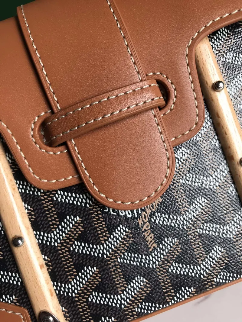 Goyard 22 Top Handle Handbag Brown Black - Image 5