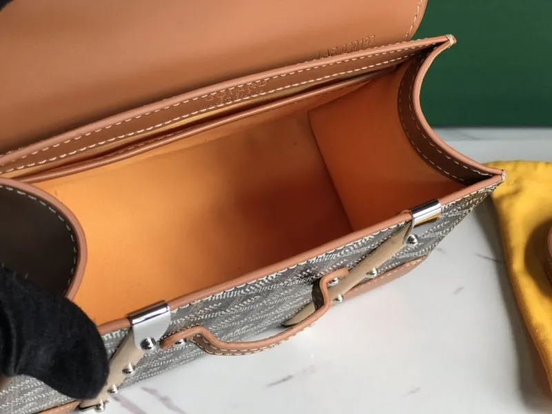 Goyard 22 Top Handle Handbag Brown Black - Image 8
