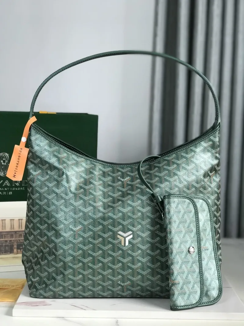 Goyard Dark Green Hobo Shoulder Bag with Pouch