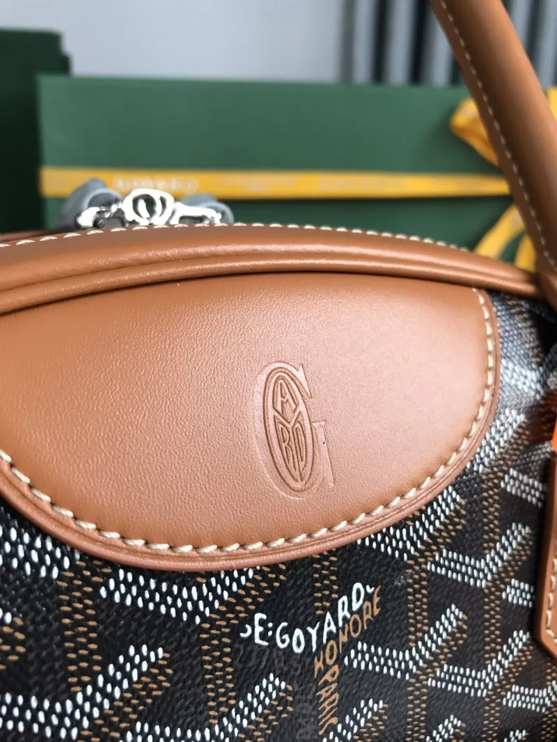 Goyard Black Tan Top Handle Bag Model 76 - Image 4