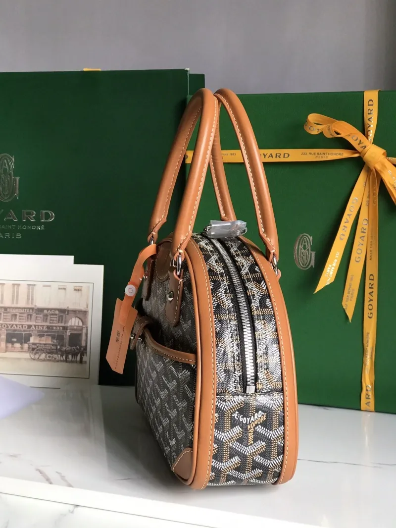 Alternative view of Goyard Brown Leather Top Handle Bag