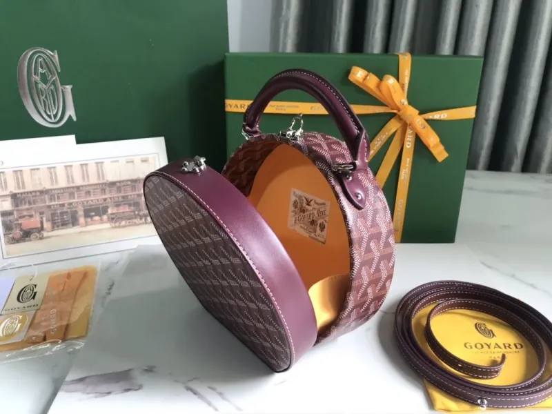 Goyard Burgundy Round Top Handle Bag - Image 5