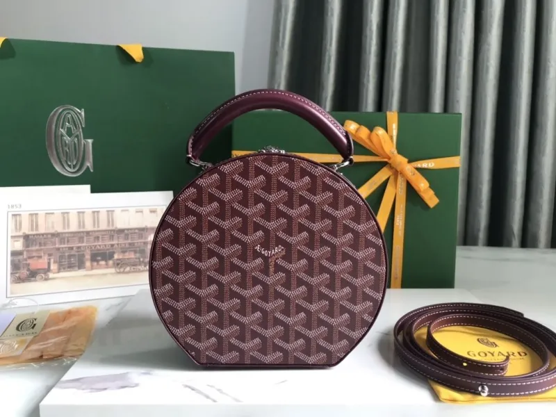 Goyard Burgundy Round Top Handle Bag - Image 9