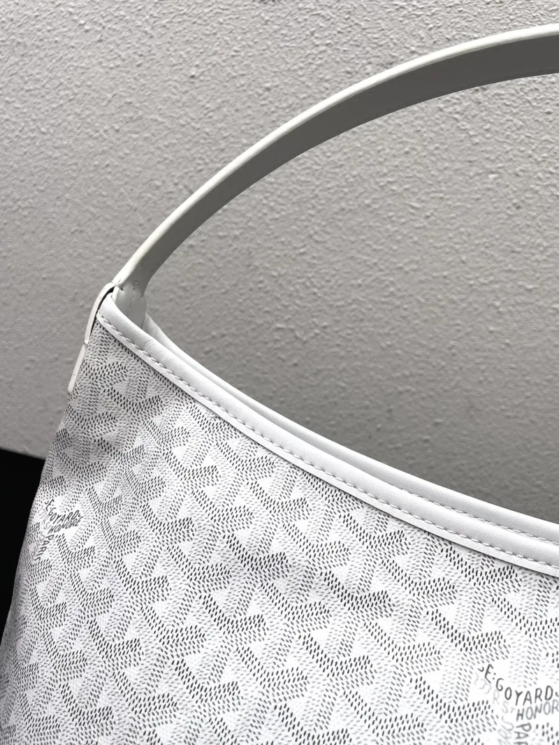 Goyard White Hobo Shoulder Bag 42cm Small Pouch Included - Image 6