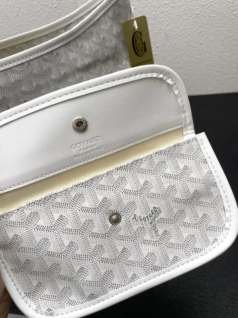 Goyard White Hobo Shoulder Bag 42cm Small Pouch Included - Image 8