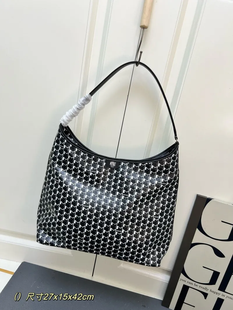 Moynat Black White Monogram Hobo Crossbody Bag