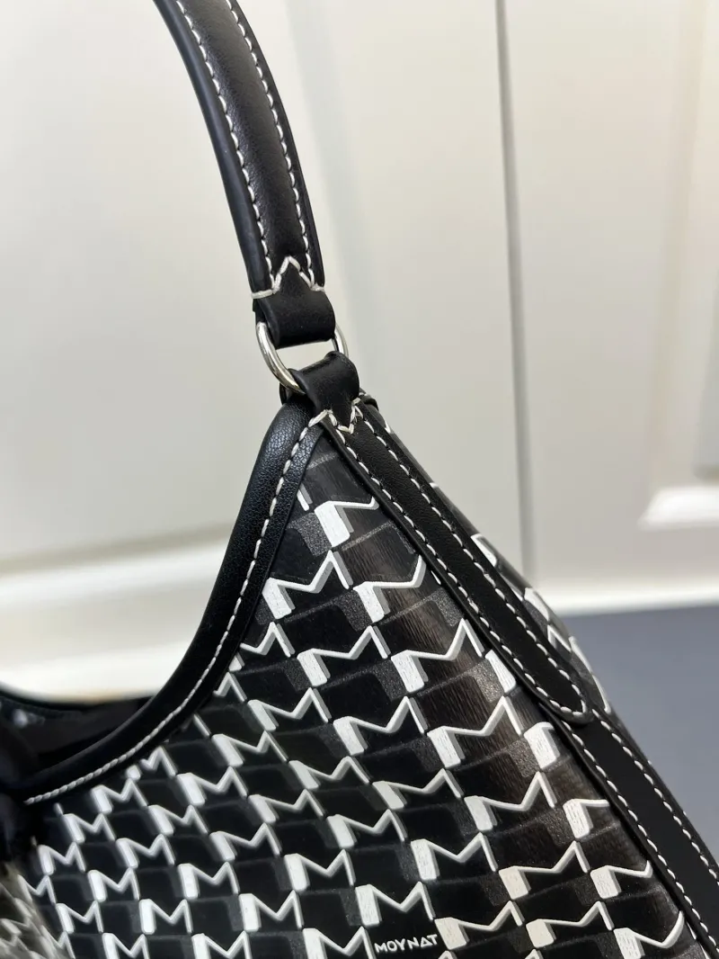 Moynat Black White Monogram Hobo Crossbody Bag - Image 6