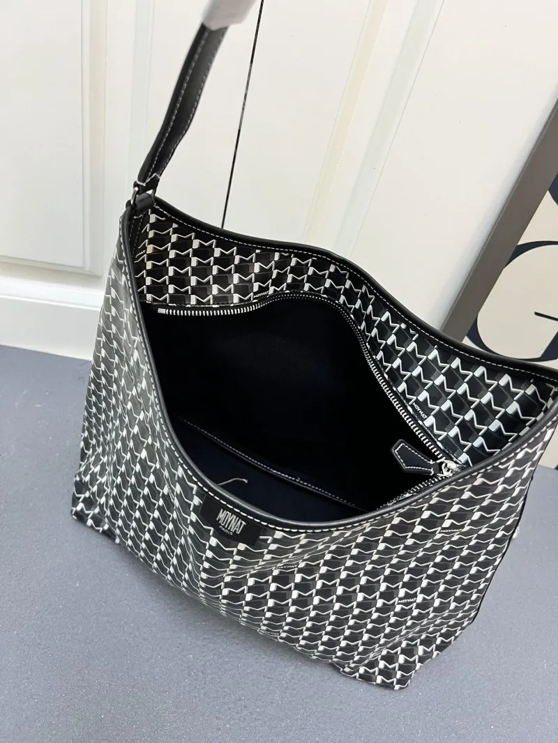 Moynat Black White Monogram Hobo Crossbody Bag - Image 8