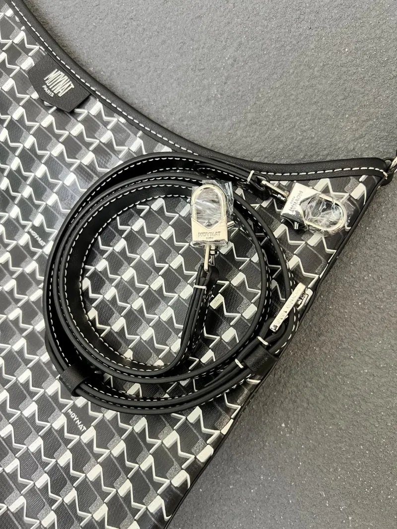 Moynat Black White Monogram Hobo Crossbody Bag - Image 9