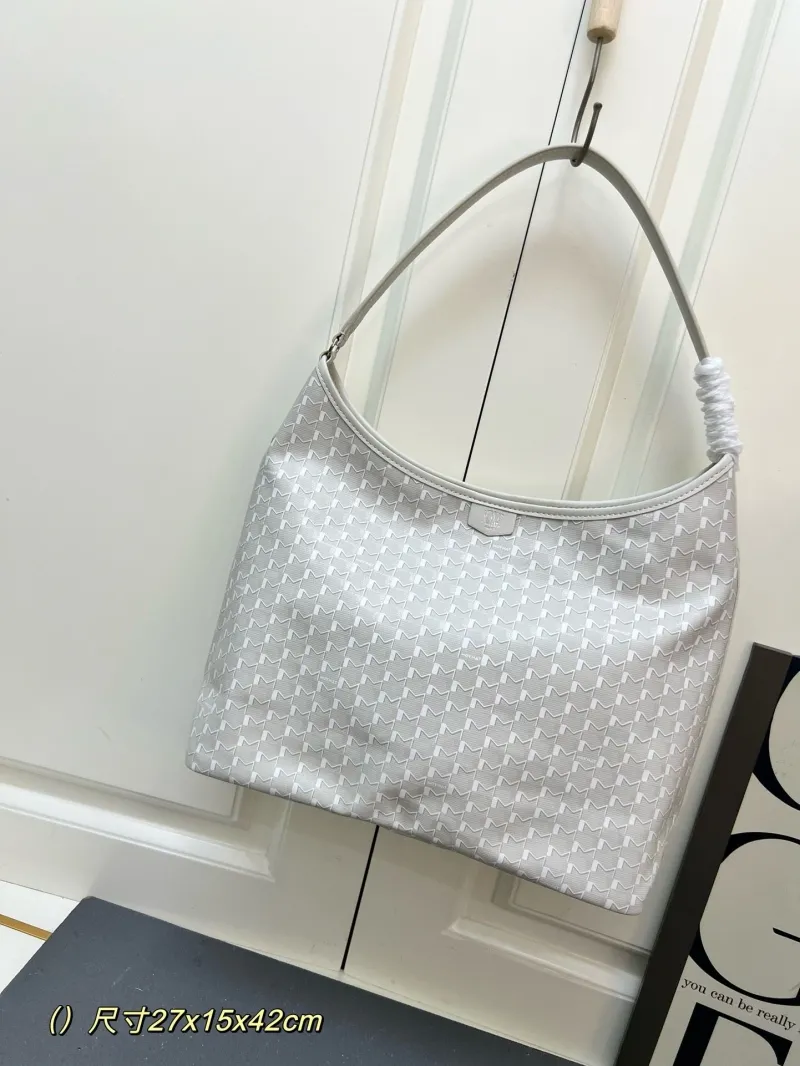 Moynat Light Gray Hobo Shoulder Bag with Strap