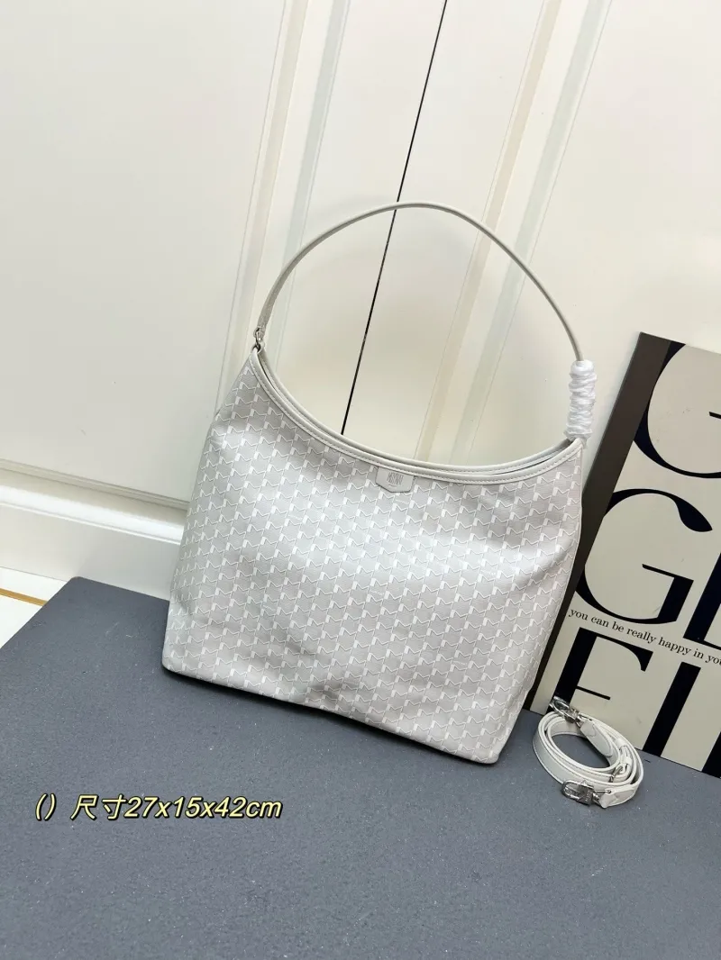 Moynat Light Gray Hobo Shoulder Bag with Strap - Image 3