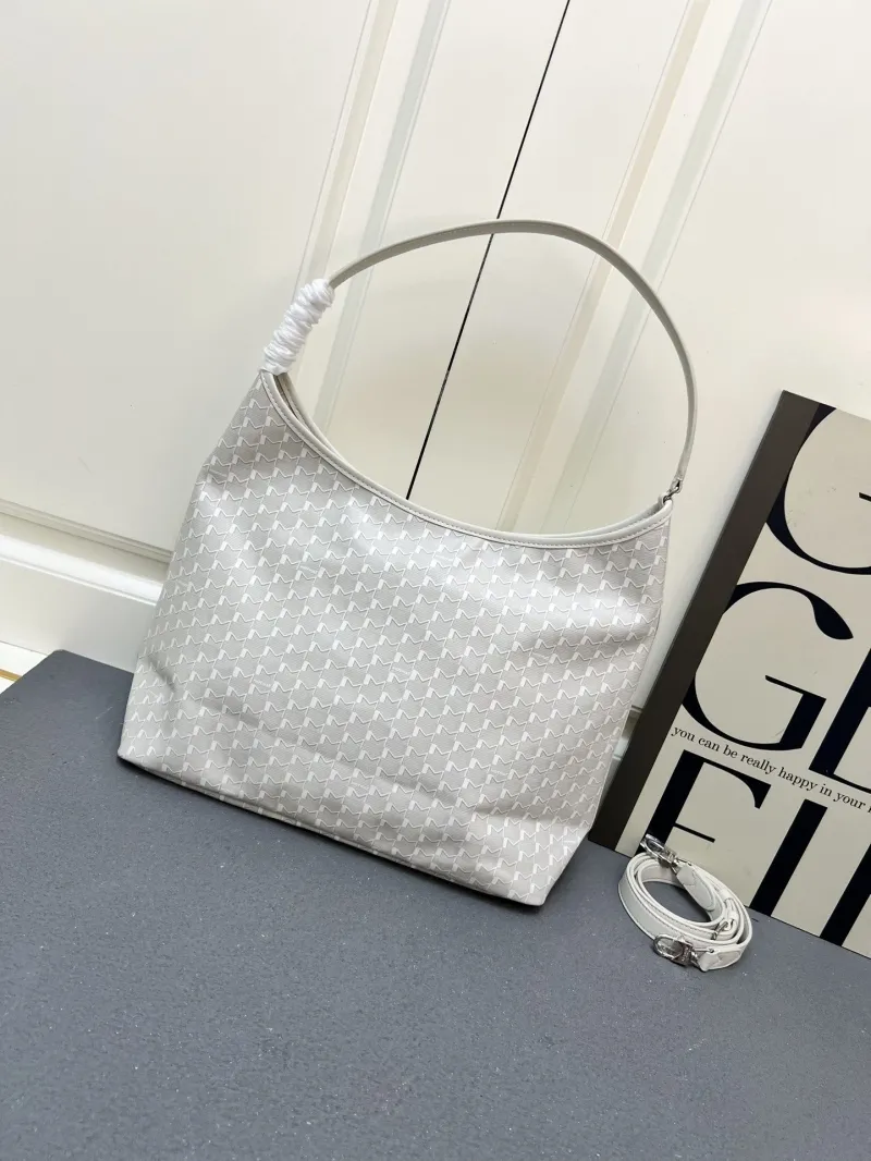 Moynat Light Gray Hobo Shoulder Bag with Strap - Image 4