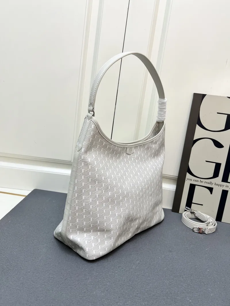 Moynat Light Gray Hobo Shoulder Bag with Strap - Image 5
