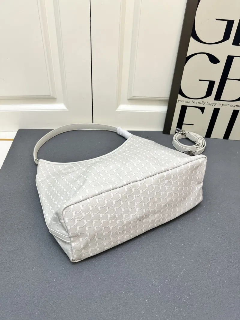 Moynat Light Gray Hobo Shoulder Bag with Strap - Image 8