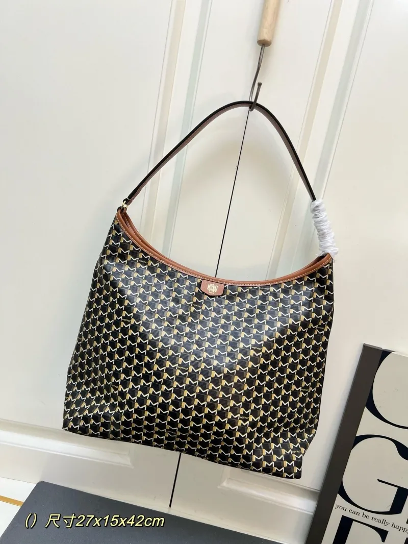 MOYNAT Black Gold Monogram Hobo Shoulder Bag