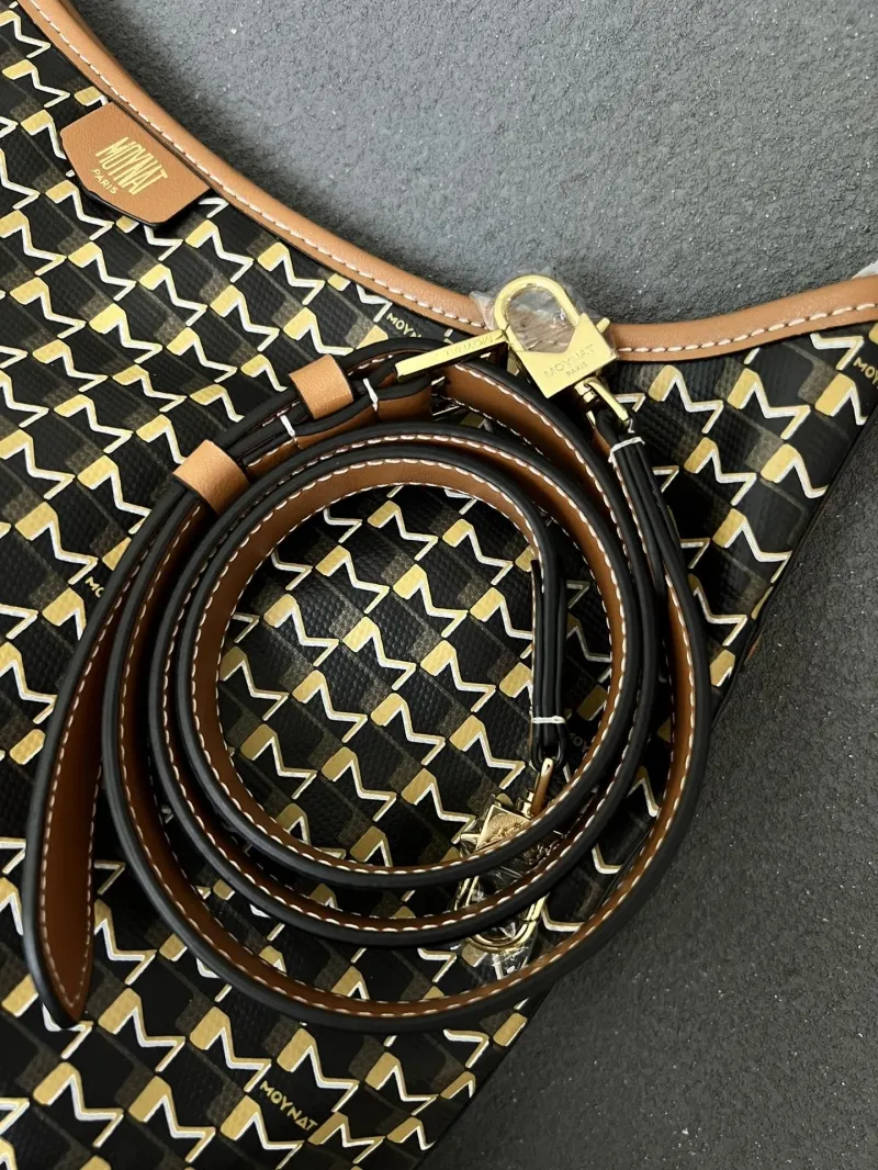 Alternative view of MOYNAT Black Gold Monogram Hobo Shoulder Bag