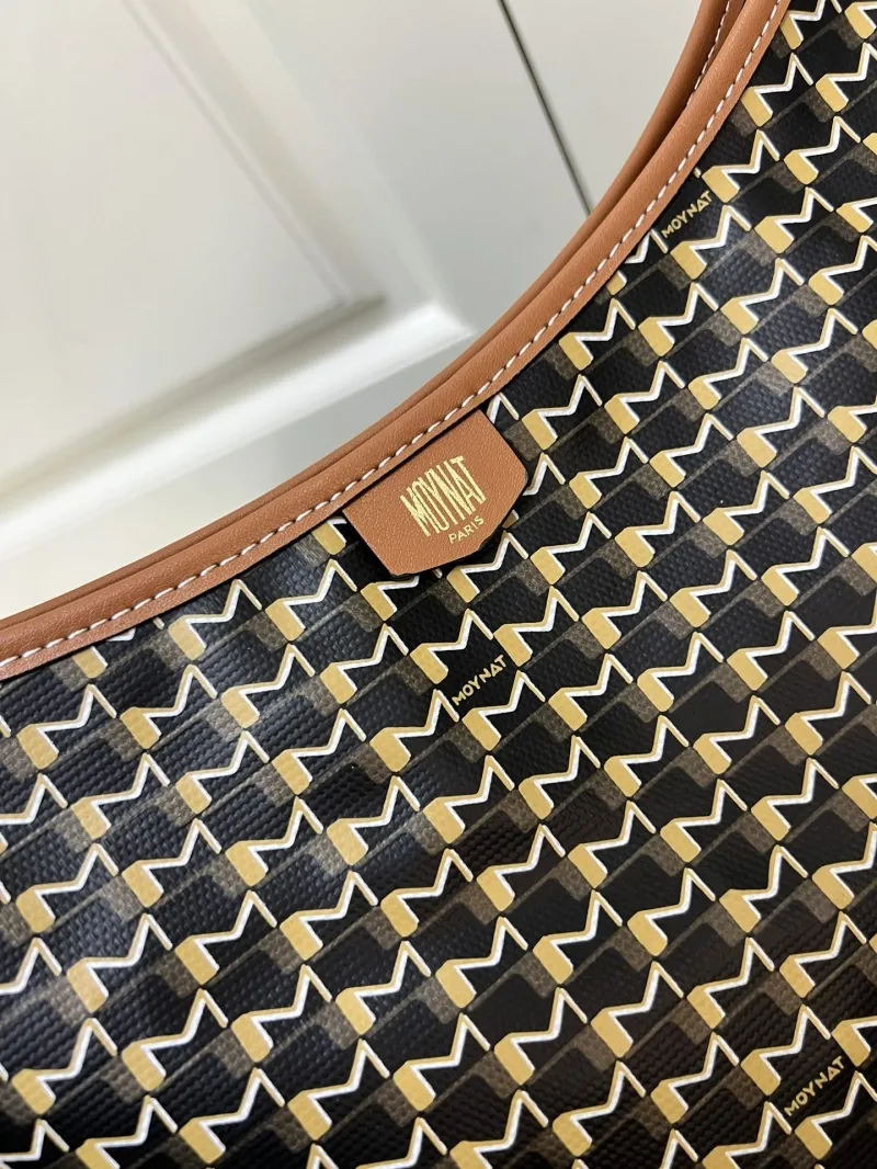 MOYNAT Black Gold Monogram Hobo Shoulder Bag - Image 6