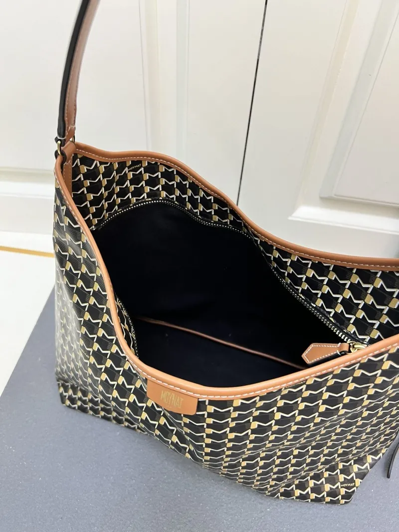 MOYNAT Black Gold Monogram Hobo Shoulder Bag - Image 9