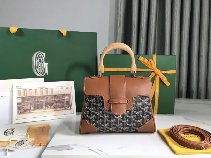 Goyard Brown Black Top Handle Bag