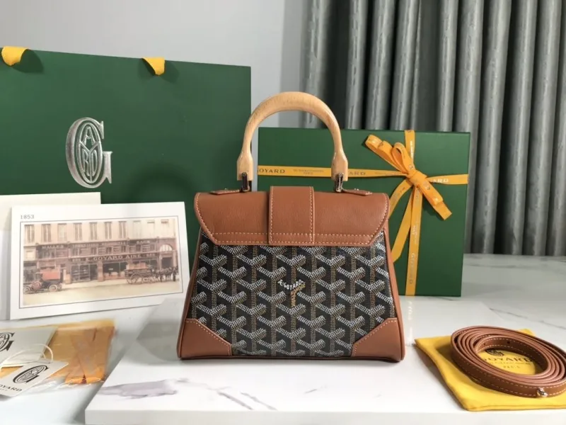 Goyard Brown Black Top Handle Bag - Image 3