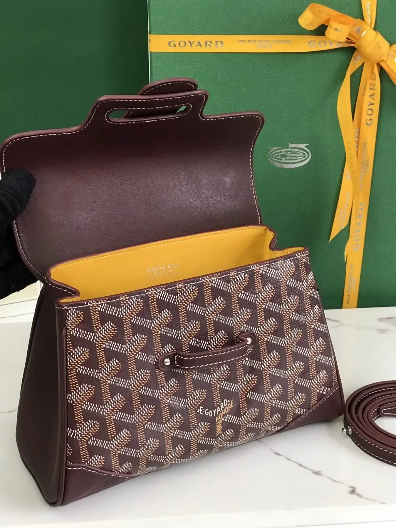 Goyard Brown Top Handle Handbag - Image 6