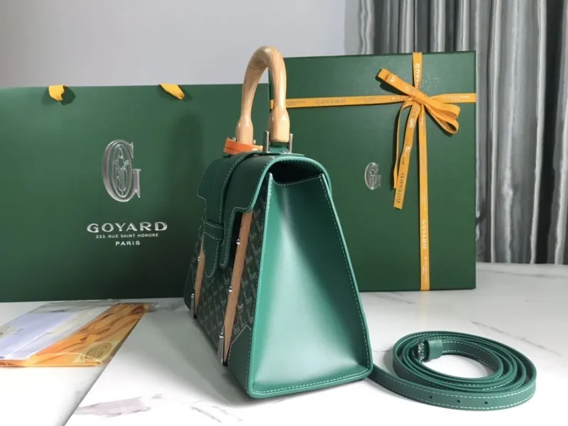 Alternative view of Goyard Green Top Handle Bag with Shoulder Strap