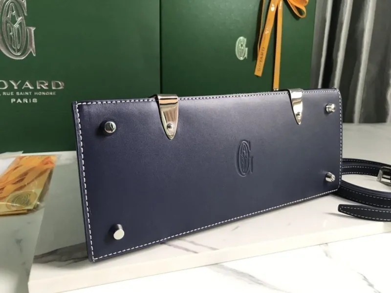 Goyard Navy Top Handle Handbag - Image 4