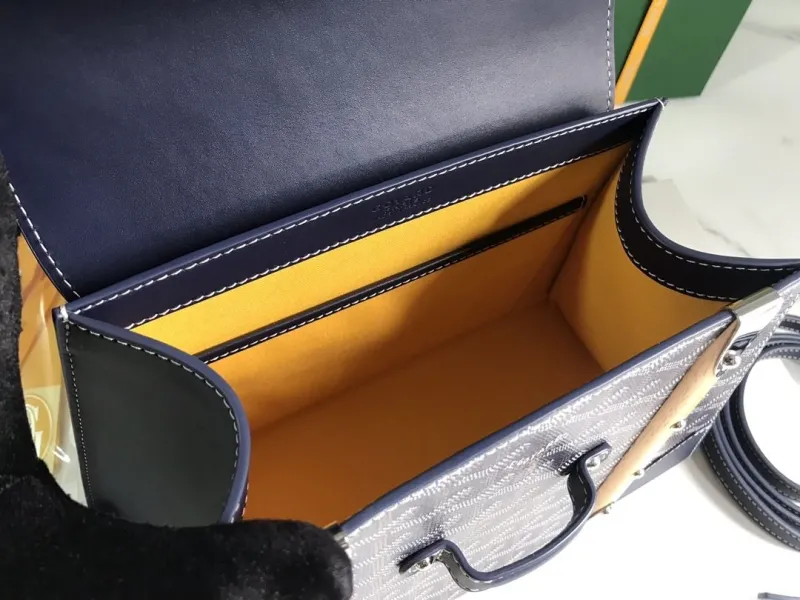 Goyard Navy Top Handle Handbag - Image 7
