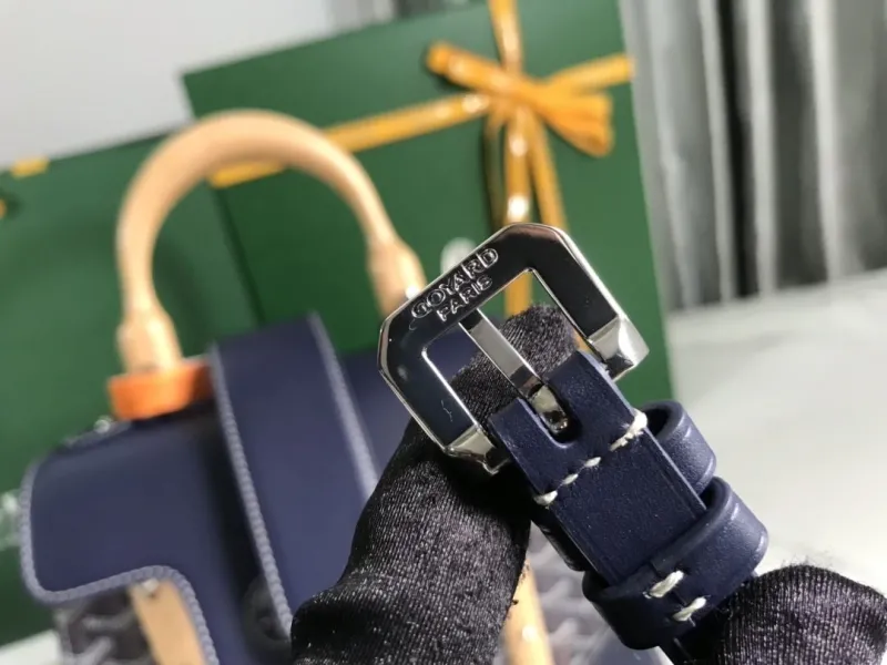 Goyard Navy Top Handle Handbag - Image 9