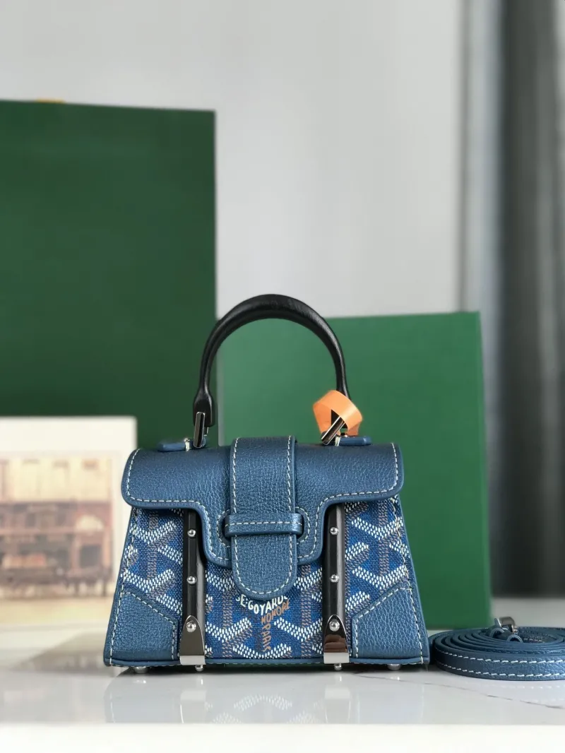 Goyard Blue Mini Top Handle Crossbody Bag