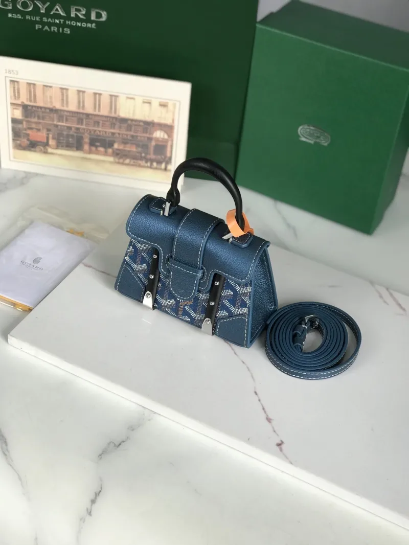 Goyard Blue Mini Top Handle Crossbody Bag - Image 5