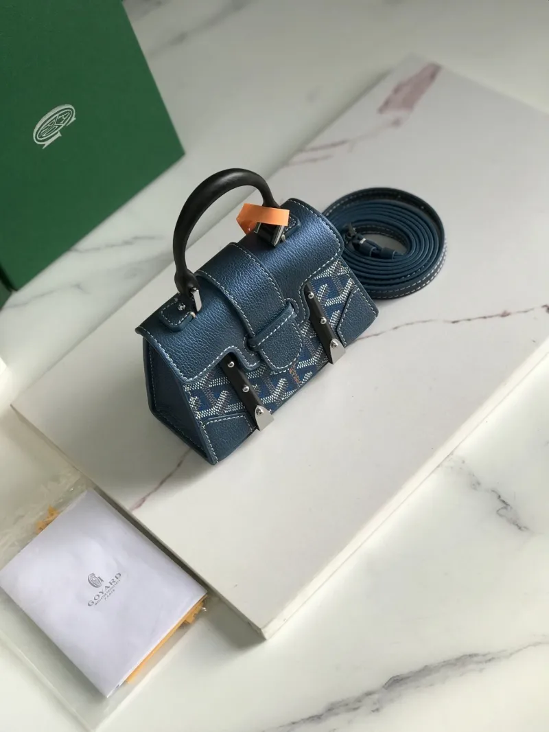 Goyard Blue Mini Top Handle Crossbody Bag - Image 6