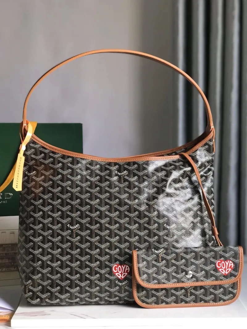 Goyard Black Tan Hobo Shoulder Bag with Pouch 204