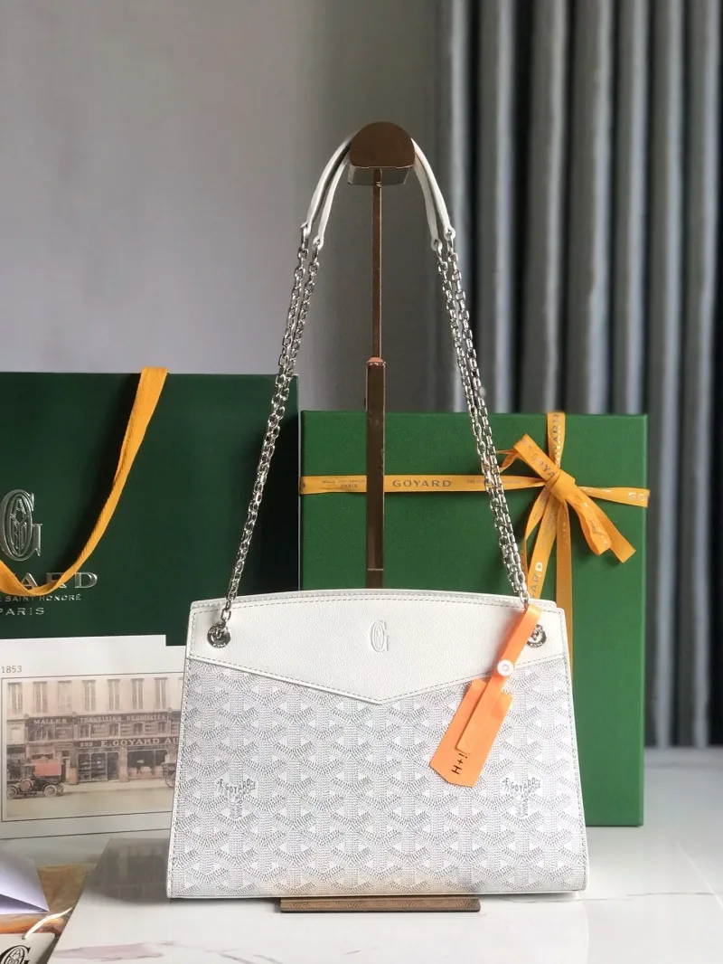 Goyard White Top Handle Chain Shoulder Bag 218