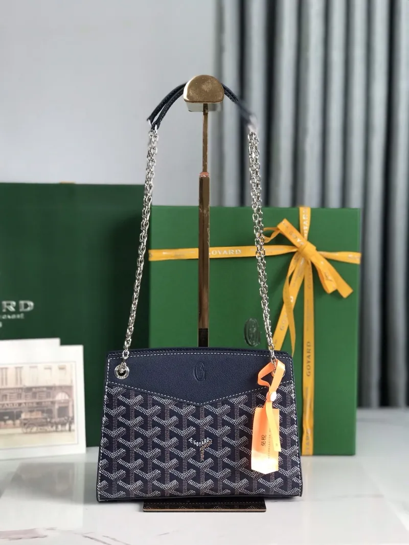 Goyard Navy Blue Chain Crossbody Bag 227