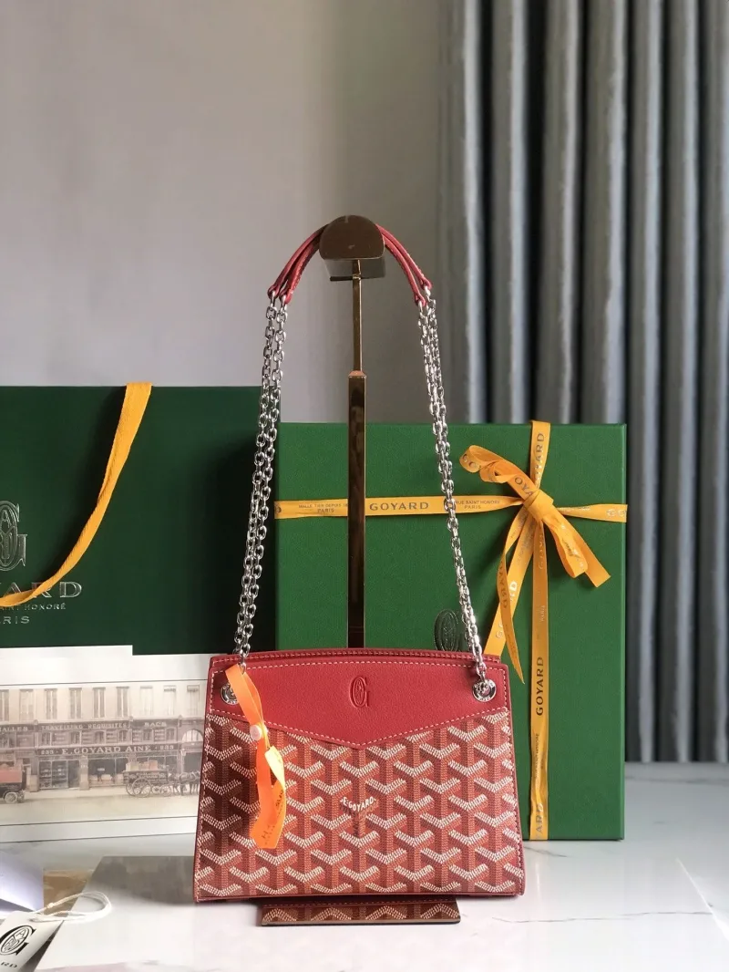 Goyard Red Top Handle Chain Bag 232