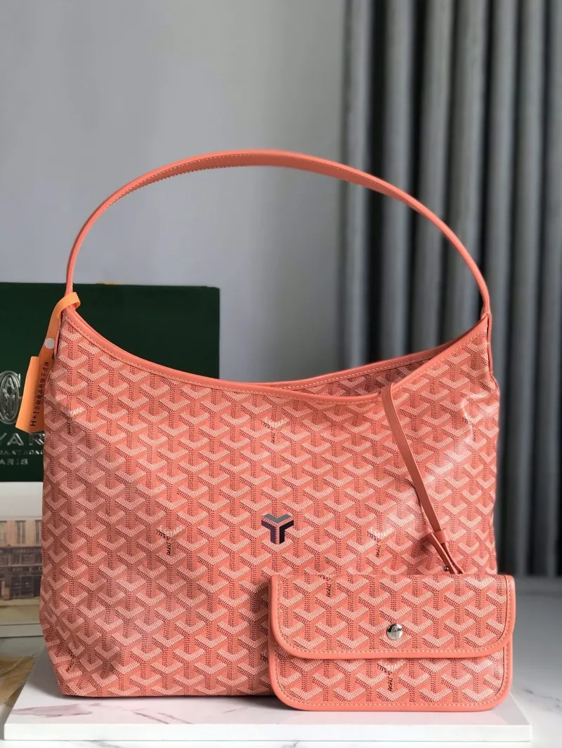Goyard Coral Pink Hobo Shoulder Bag with Pouch