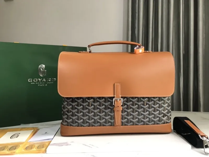 Goyard Brown Black Top Handle Briefcase 243
