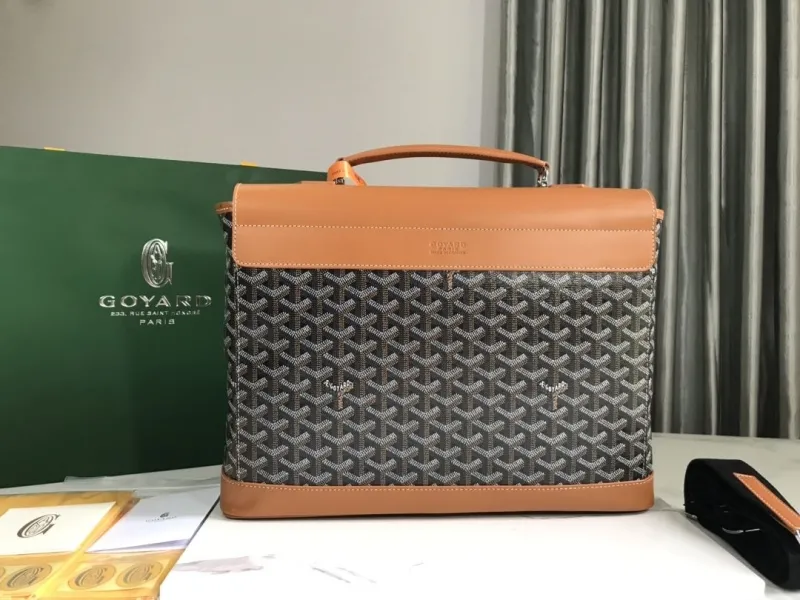 Goyard Brown Black Top Handle Briefcase 243 - Image 3